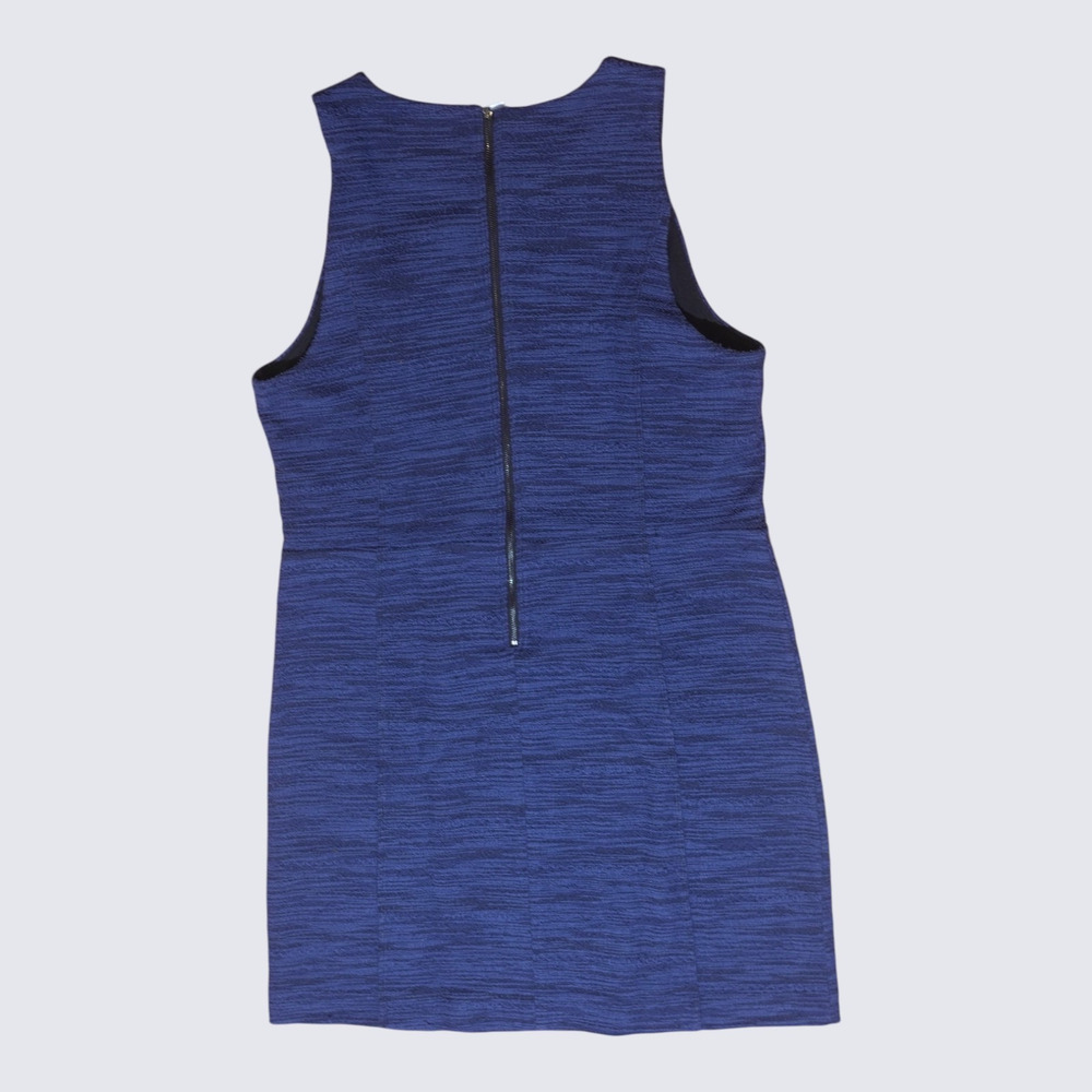 LOFT Blue Textured Knit Sheath Dress Sleeveless Size 14 Zip Back - Picture 4 of 12